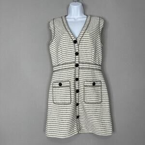 Veronica Beard Womens Dress 6 White Kama Tweed Striped Old Money Quiet Luxury